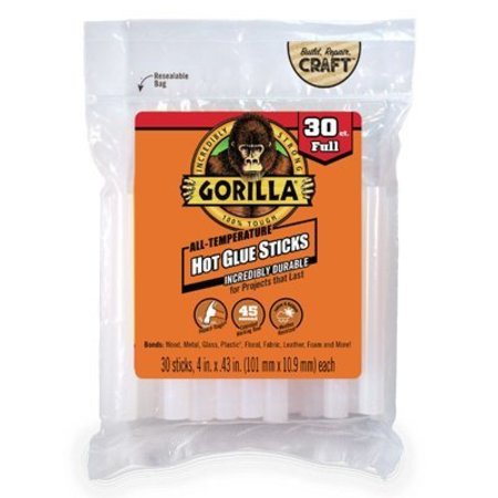 GORILLA GLUE Full Hot Glue Sticks, 4 in L, 30 sticks 3033002